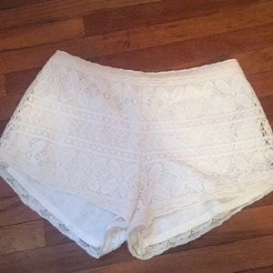 Cream crochet shorts